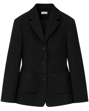 Loewe Single-Breasted Wool Blazer - Black