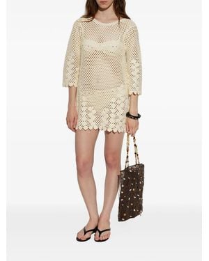 Posse Saskia Crochet-Knit Mini Dress - Natural