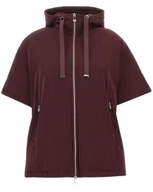 Elena Miro Short-Sleeve Hooded Jacket - Purple