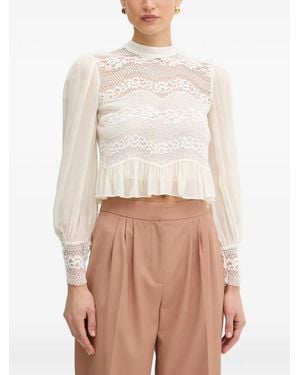Twinset Lace-Panelled Ruffled Top - White