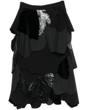 Moschino Patchwork-Design Tiered Midi Skirt - Black
