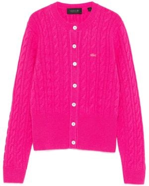 Lacoste Cardigan Mit Zopfmuster - Pink