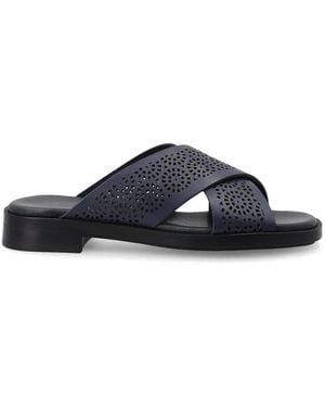 Frau Perforated Crossover Sandals - Blue