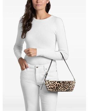 Michael Kors Laila Small Leopard Print Calf Hair Pochette - White