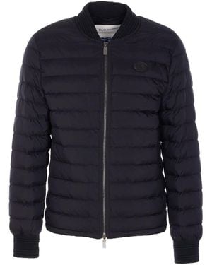 Burberry Patch-Logo Down Jacket - Blue