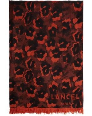Lancel Leopard Mania Wool Scarf - Red