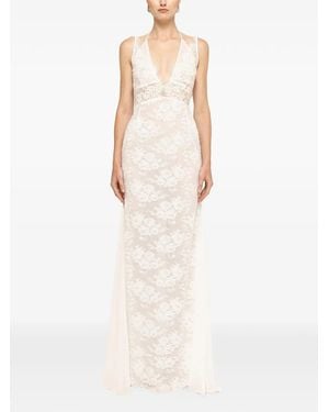 Nissa Beaded Lace-Panel Maxi Dress - White