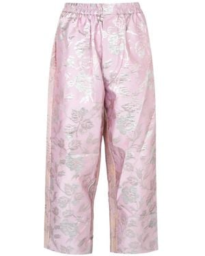 Biyan Floral-Jacquard Straight-Fit Pants - Pink