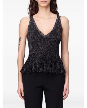 Moschino V-Neck Top - Black