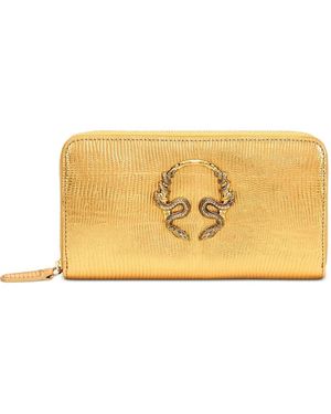 Roberto Cavalli Embossed Zip Wallet - Natural