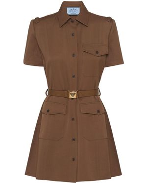 Prada Hemdkleid Mit Gürtel - Braun