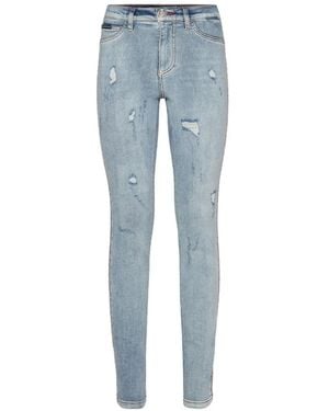 Philipp Plein Distressed Skinny Jeans - Blue