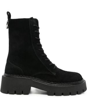 Vic Matié Lace-Up Suede Boots - Black