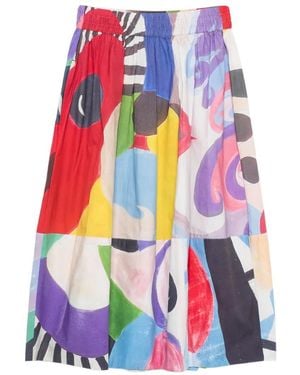 TALKING WALLS Juju Patchwork Flared Midi Skirt - White