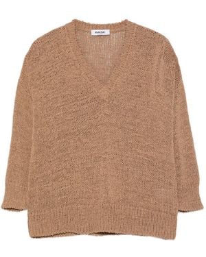 Base London Pullover mit V-Ausschnitt - Natur