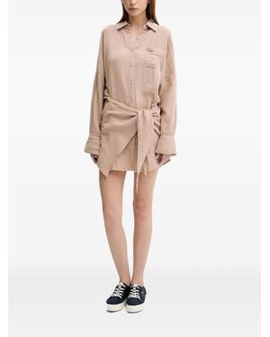 Melissa Odabash Tie-Detail Shirt Midi Dress - Natural