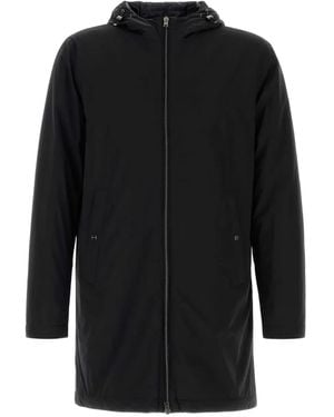 Herno フーデッド ロングコート - ブラック