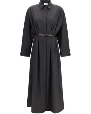 P.A.R.O.S.H. Belted Pleated-Waist Dress - Black