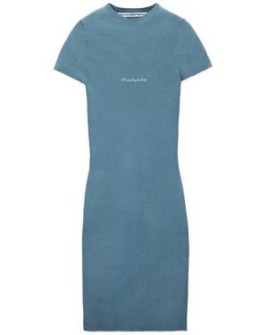 Alexander Wang Ss Mini-Jurk Met Ronde Hals En Logo-Jacquard - Blauw
