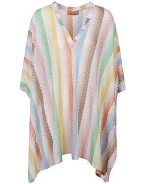 Missoni Zigzag-Pattern V-Neck Cover-Up - White