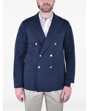Eleventy Double-Breasted Piqué Jacket - Blue