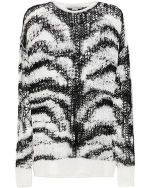 Stella McCartney タイガーパターン オープンニット セーター - グレー