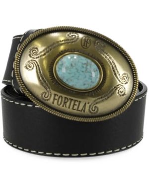 Fortela Tate Logo-Buckle Belt - Green