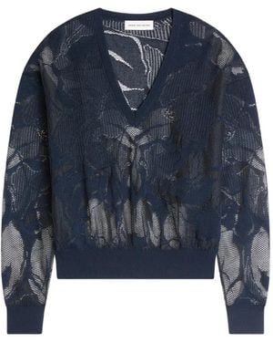 Dries Van Noten Pullover mit V-Ausschnitt - Blau