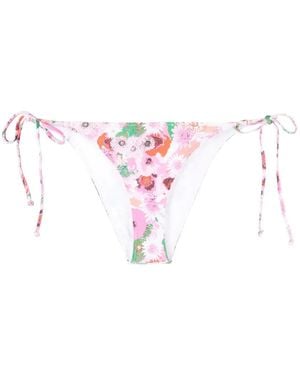 Ganni Printed Bikini Bottom - White