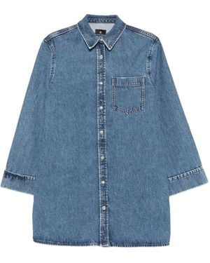 Anine Bing Mary Button-Up Chest-Pocket Mini Dress - Blue