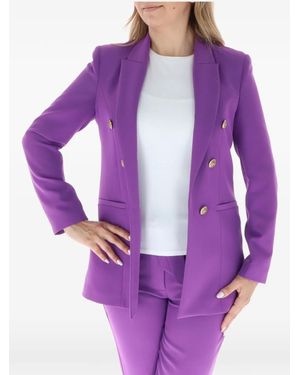 Sol Wears Women Double-Breasted Blazer - Purple