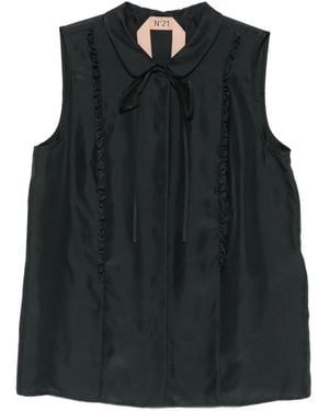 N°21 Ruffle-Trimmed Sleeveless Shirt - Black