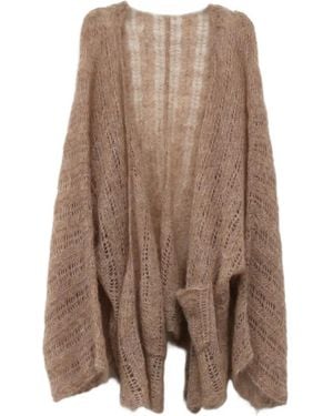 YANGKEHAN Open-Knit Mohair-Blend Cardigan - Brown