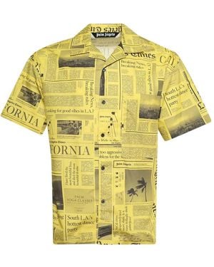 Palm Angels X La Times Newspaper Short-Sleeve Shirt - Yellow