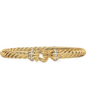 David Yurman 18K Cablespira Buckle Diamond Bracelet - White