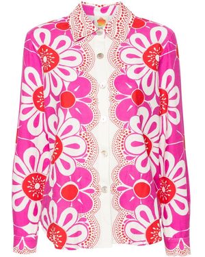 FARM Rio Maia Floral-print Long-sleeve Shirt - Pink