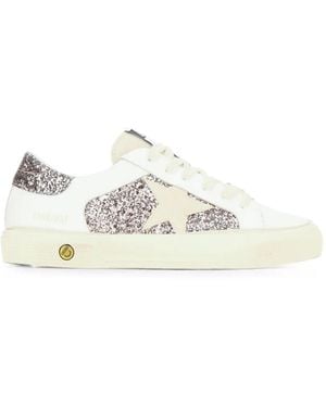 Golden Goose May Glitter Leather Trainers - White