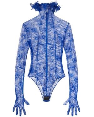 Off-White c/o Virgil Abloh Floral-Lace Glove-Sleeve Body - Blue