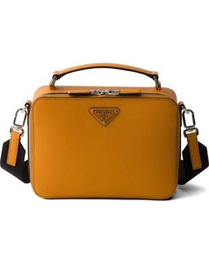 Prada Brique Medium Saffiano Leather Bag - Orange
