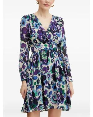 Morgan Floral V-Neck Mini Dress - Blue