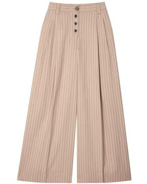 Paul Smith Sand Pinstripe Wide Leg Trousers - Natural