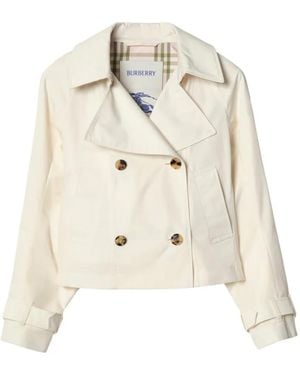 Burberry Cropped Lightweight Ladybrook Trench Jacket - Natural