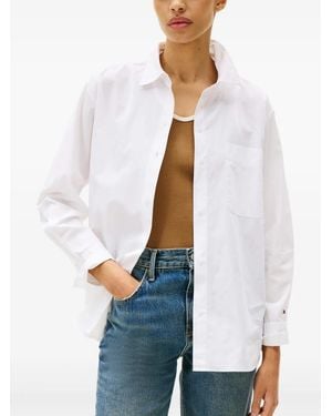 Tommy Hilfiger Embroidered-Logo Flag Shirt - White
