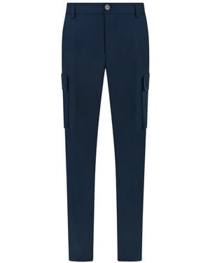Paul & Shark Pantalon Droit Lucca En Laine Vierge À Poches Cargo - Blue