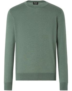 ZEGNA Hellgrüner Cashseta Pullover Mit Rundem Ausschnitt