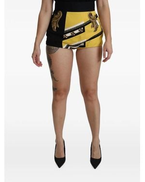 Dolce & Gabbana Embroidered Crystal-Embellished Shorts - Black