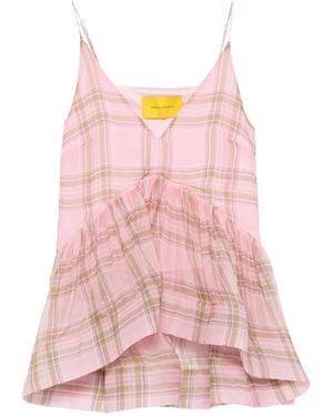 Marques'Almeida Tartan-Check Chiffon Top - Pink