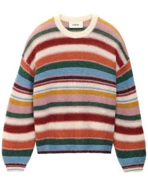 Ba&sh Serena Striped Round-Neck Sweater - Red