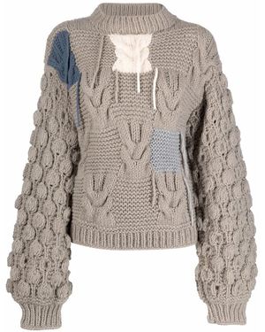 Tuinch Patchwork Cashmere Sweater - Gray