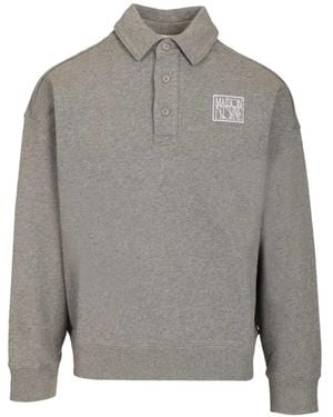 Maison Kitsuné Oversized Embroidered Polo Shirt - Grey